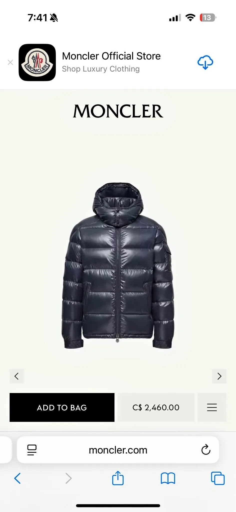 Moncler men’s down jacket