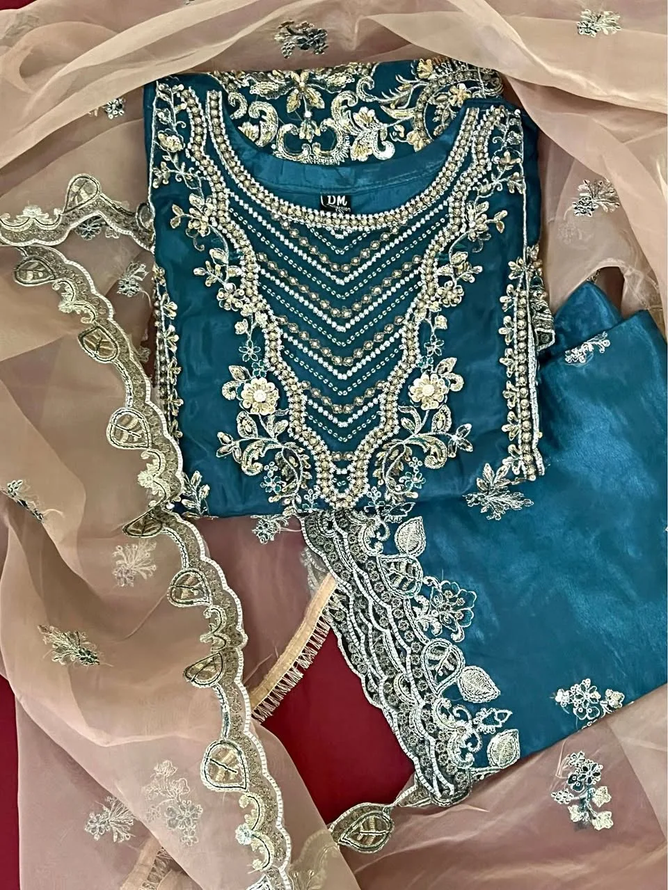 Pakistani 3 pcs Party Wear Suit Size: Small Price: $80 New thumbnail