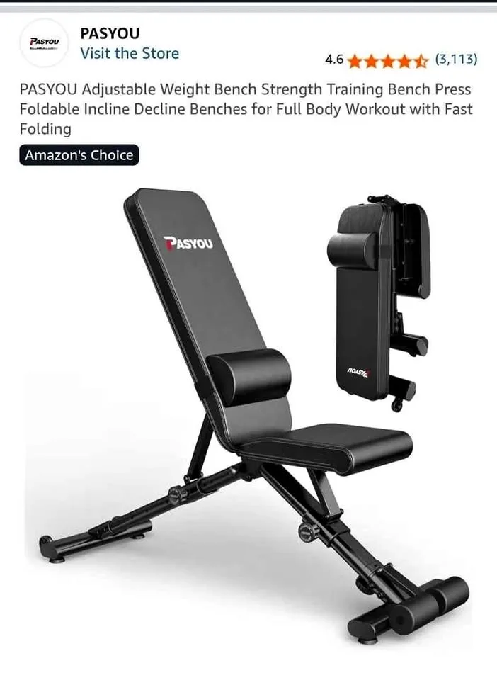 Pasyou Adjustable Weight Strength Training Bench