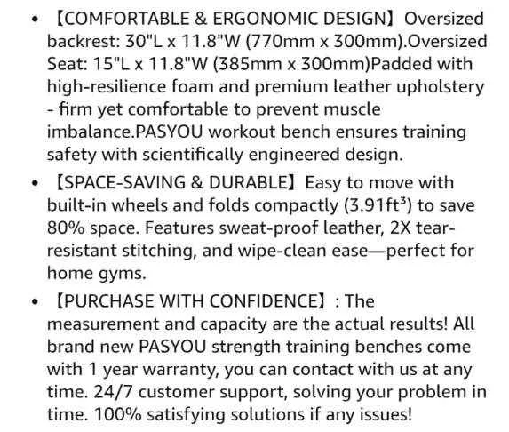 Pasyou Adjustable Weight Strength Training Bench image indicator(4)
