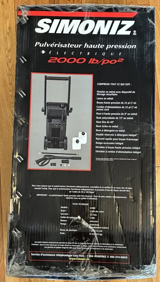 Simoniz electric pressure washer 2000 psi. Brand new. Never used - photo 5