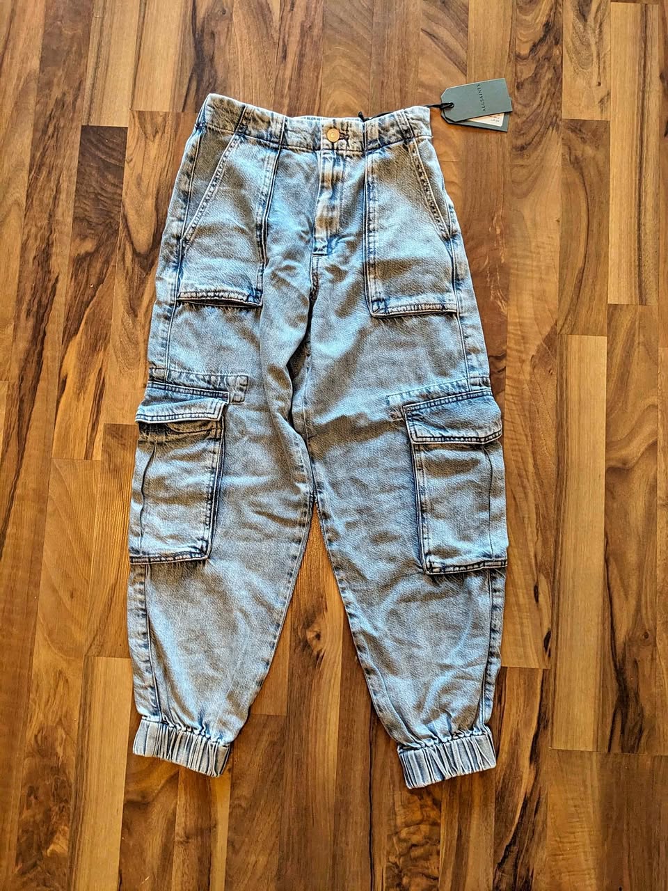 BNWT womens All saints denim cargo jogger