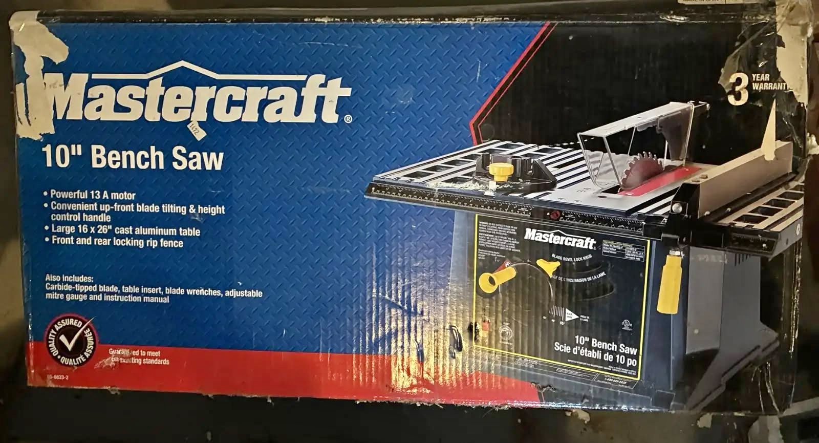 Mastercraft 10" Bench Saw. Brand new. Never used