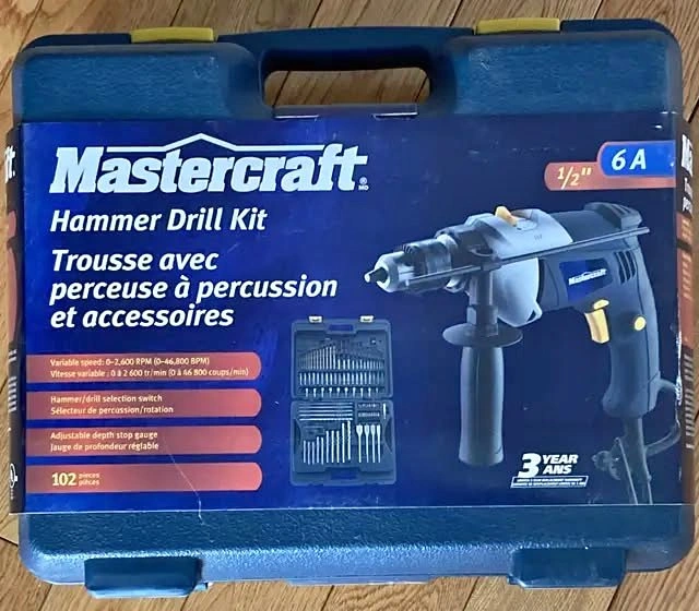 Mastercraft Corded Hammer Drill Kit, 100-pc, 1/2