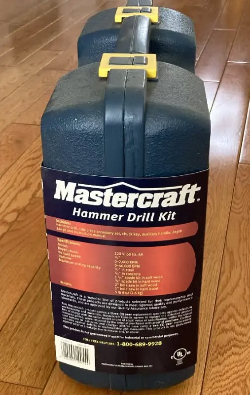 Mastercraft Corded Hammer Drill Kit, 100-pc, 1/2", 6A, Brand new - photo 3