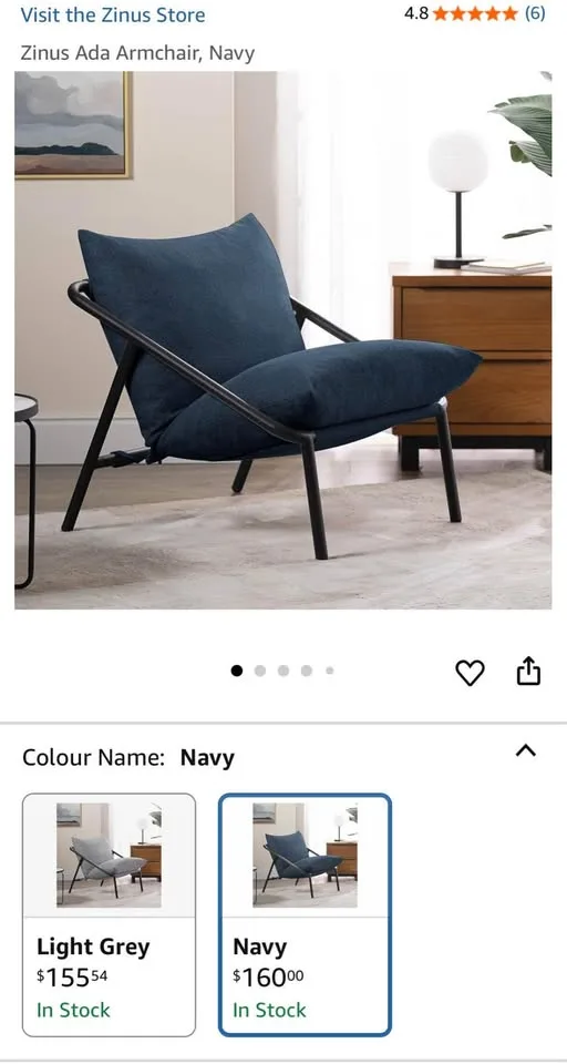 ***BRAND NEW*** Zinus Ada Armchair, Navy image indicator(4)