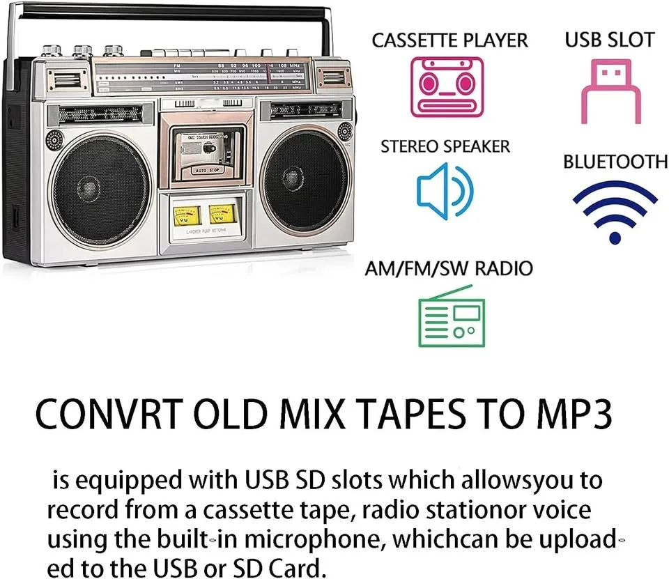 CD Player Boombox: Classic 80s Retro Style image indicator(4)