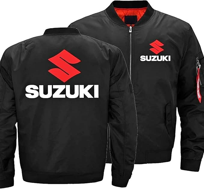 Suzuki Men's Jackets: Causal Warm Windbreaker, Black, XXL