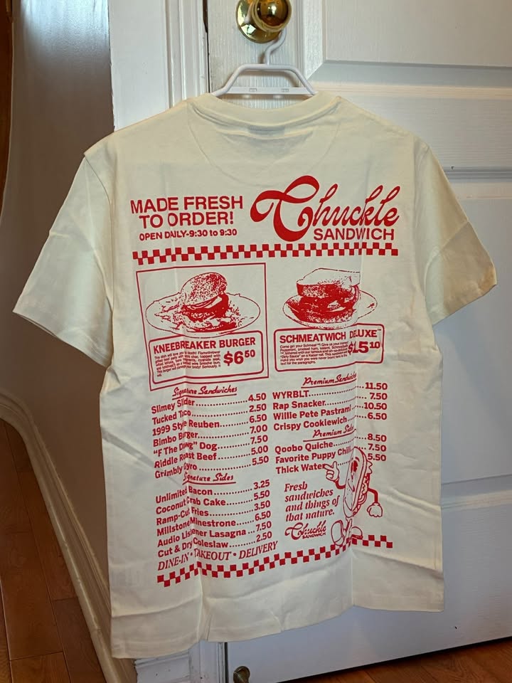 Chuckle Sandwich Menu T-shirt, Last Merch, Size M, White, New - photo 2