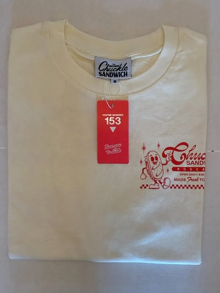 Chuckle Sandwich Menu T-shirt, Last Merch, Size M, White, New image indicator(4)