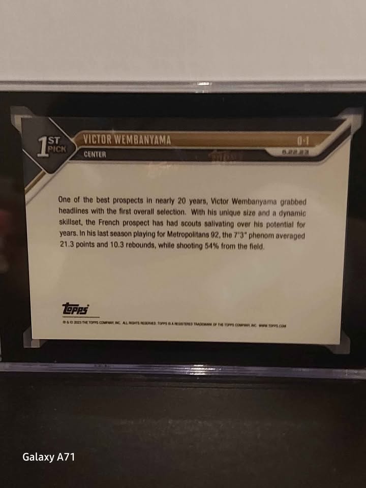 VICTOR WEMBANYAMA ROOKIE DRAFT CARD GEM MINT GRADED 10 - photo 2