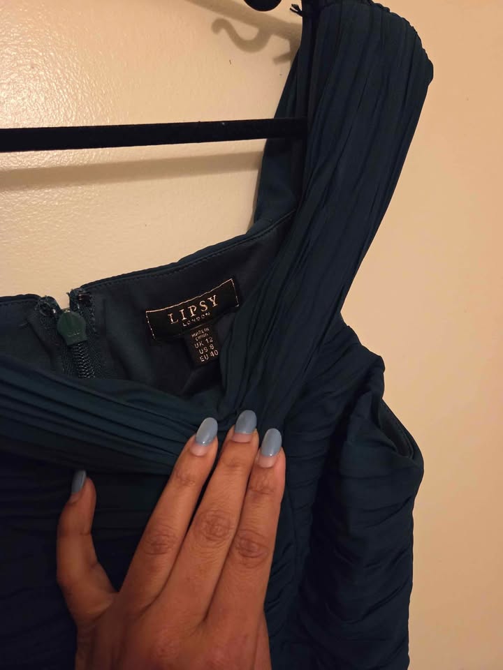 Dark teal blue dress (M or size 8) - photo 2