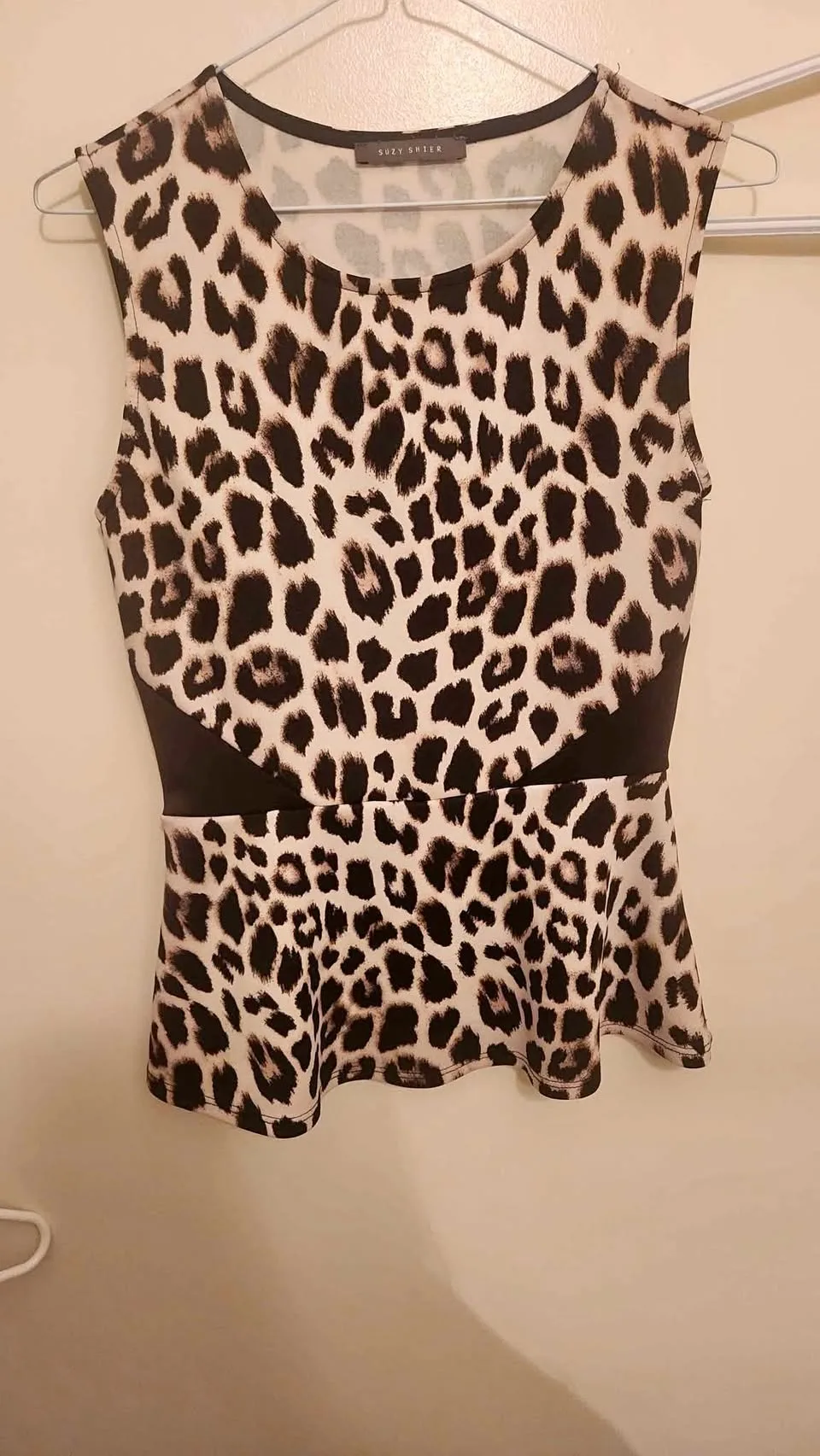 Leopard print peplum top (M)