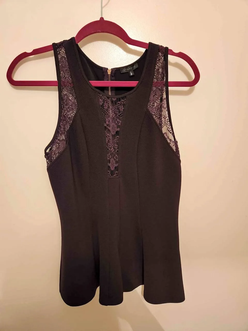 Dark purple top with lace detail (Medium)