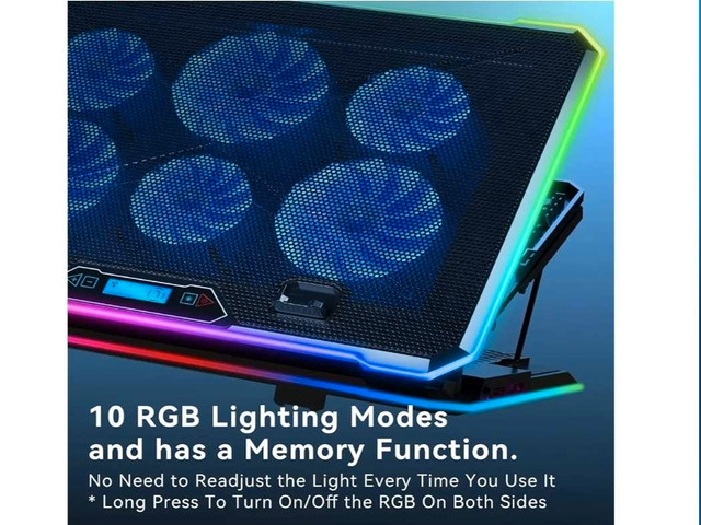 RGB Cooling Pad Gaming Laptop Cooler, Laptop Fan Cooling S - photo 3
