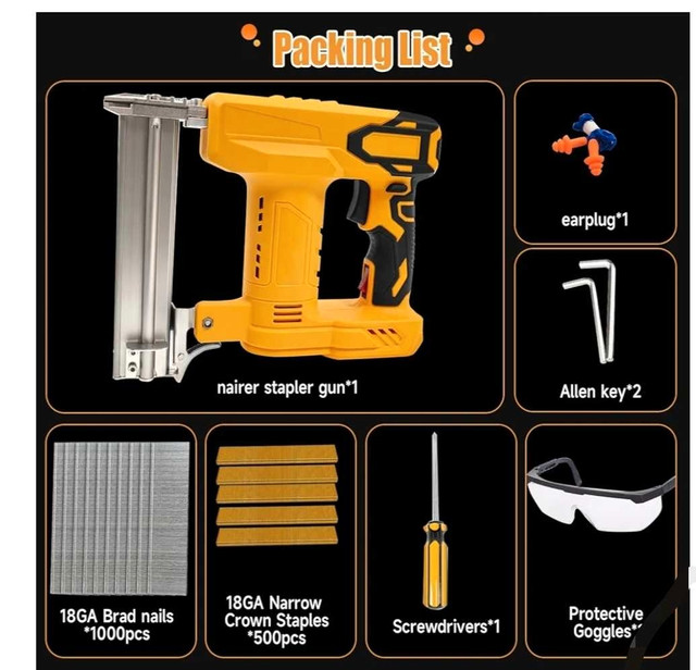 18 Gauge Cordless Brad Nailer, 2-in-1 Battery Powered Staple - photo 3