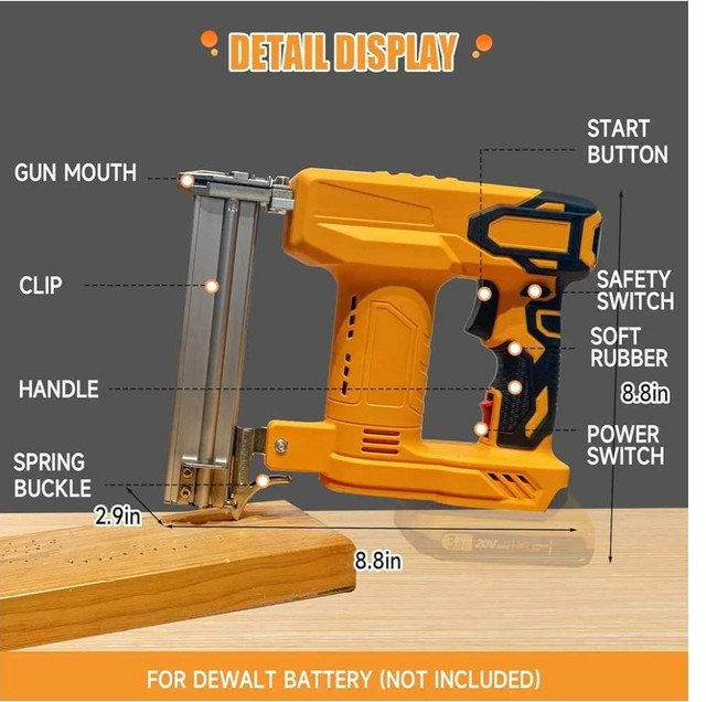 18 Gauge Cordless Brad Nailer, 2-in-1 Battery Powered Staple - photo 4