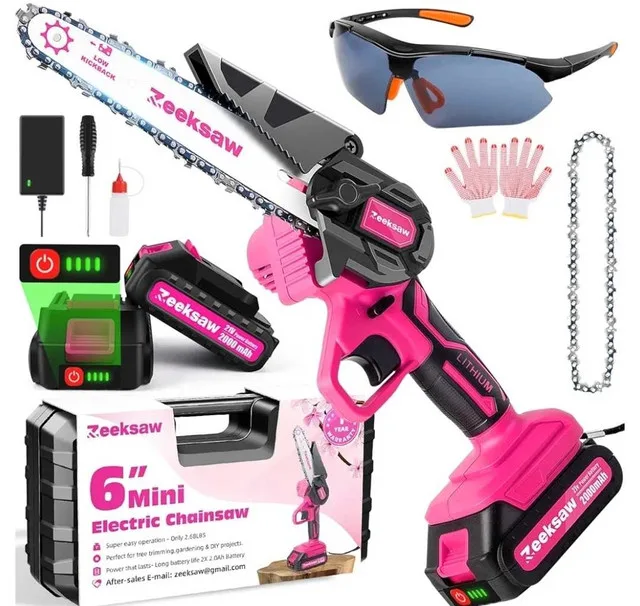 Mini Chainsaw Cordless 6in -Electric Handheld Chainsaw Battery thumbnail