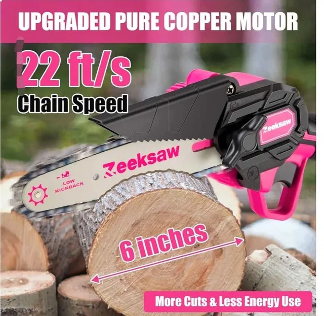 Mini Chainsaw Cordless 6in -Electric Handheld Chainsaw Battery image indicator(2)
