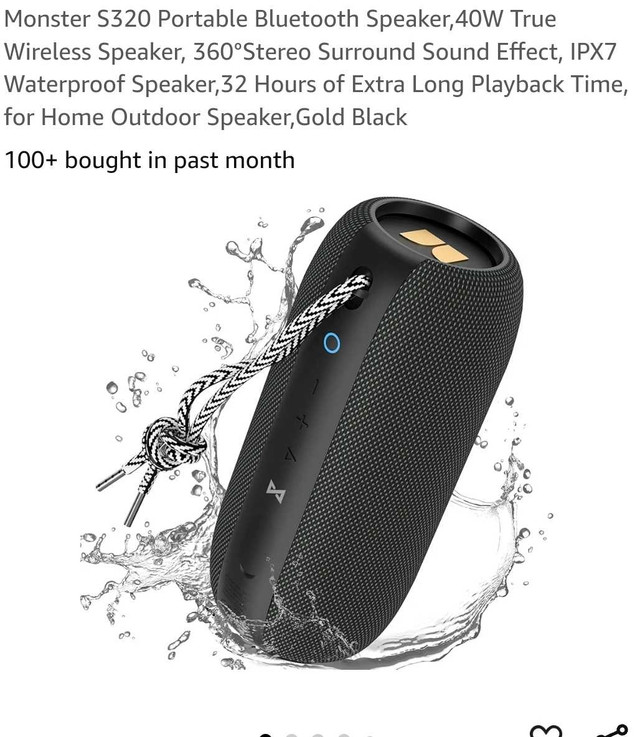 Monster S320 Portable Bluetooth Speaker,40W True Wireless