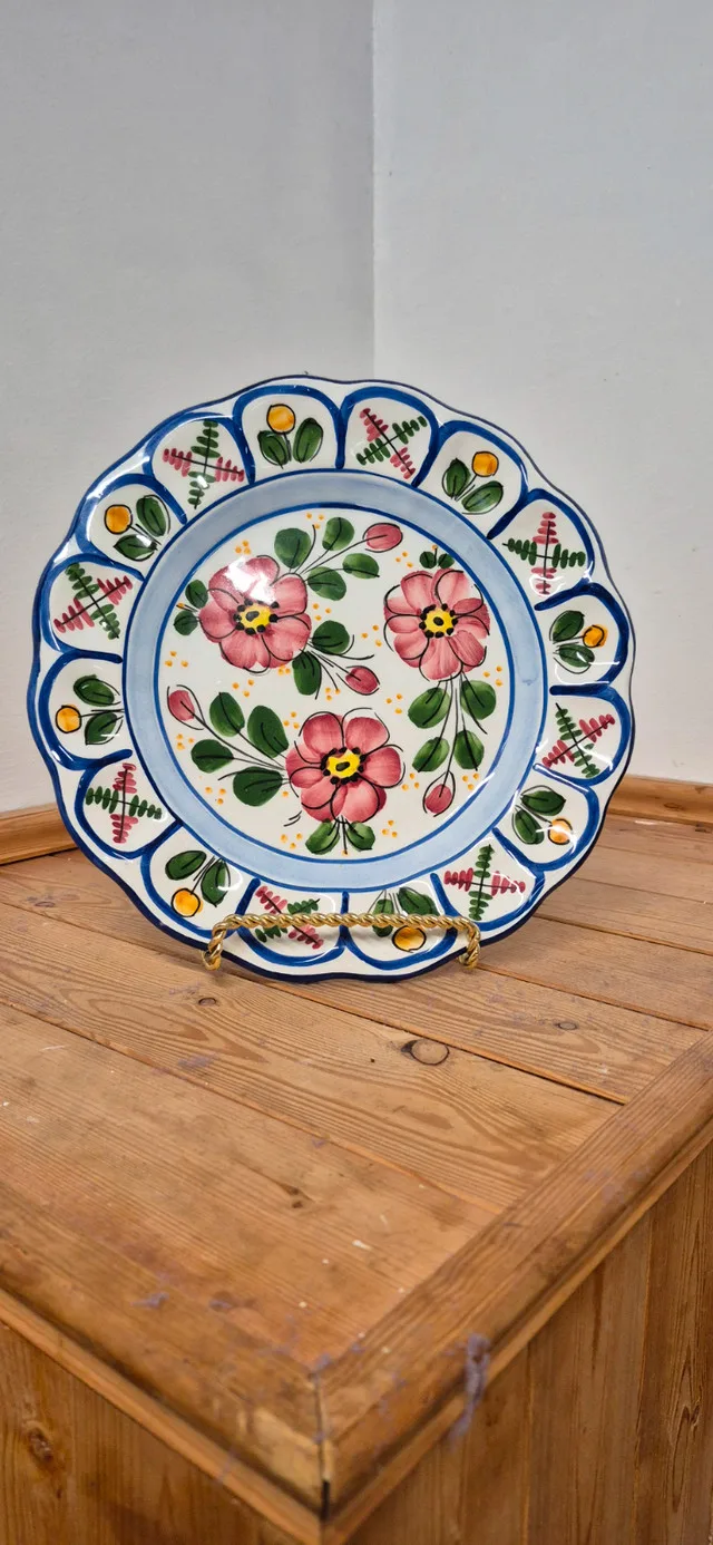 Vintage Ceramic Hand Painted Glazed Portuguese Plate thumbnail