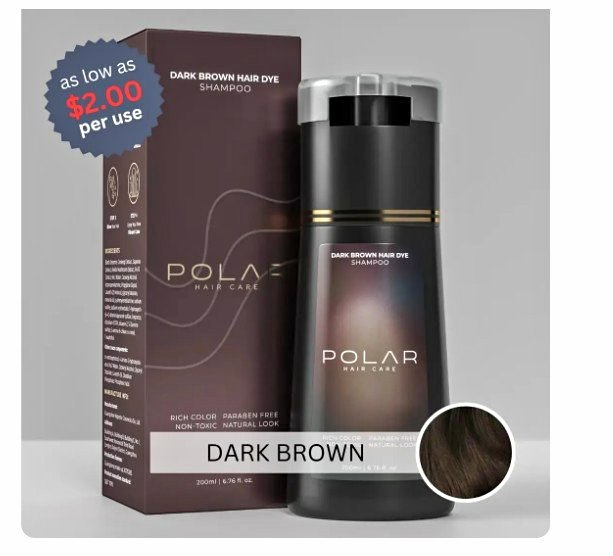 Polar Hair Dye Shampoo, 200ml, Brown or Black