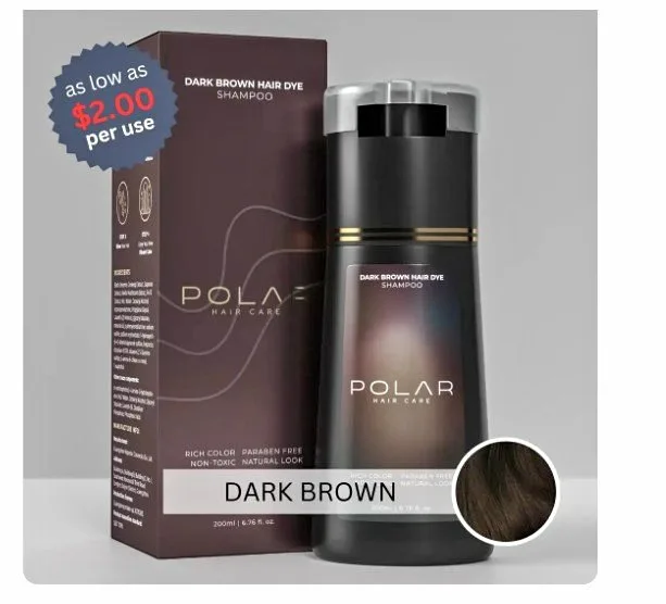 Polar Hair Dye Shampoo, 200ml, Brown or Black thumbnail