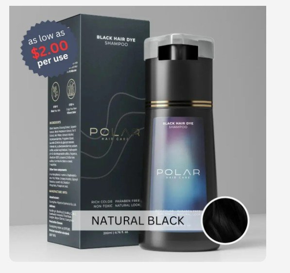 Polar Hair Dye Shampoo, 200ml, Brown or Black - photo 2