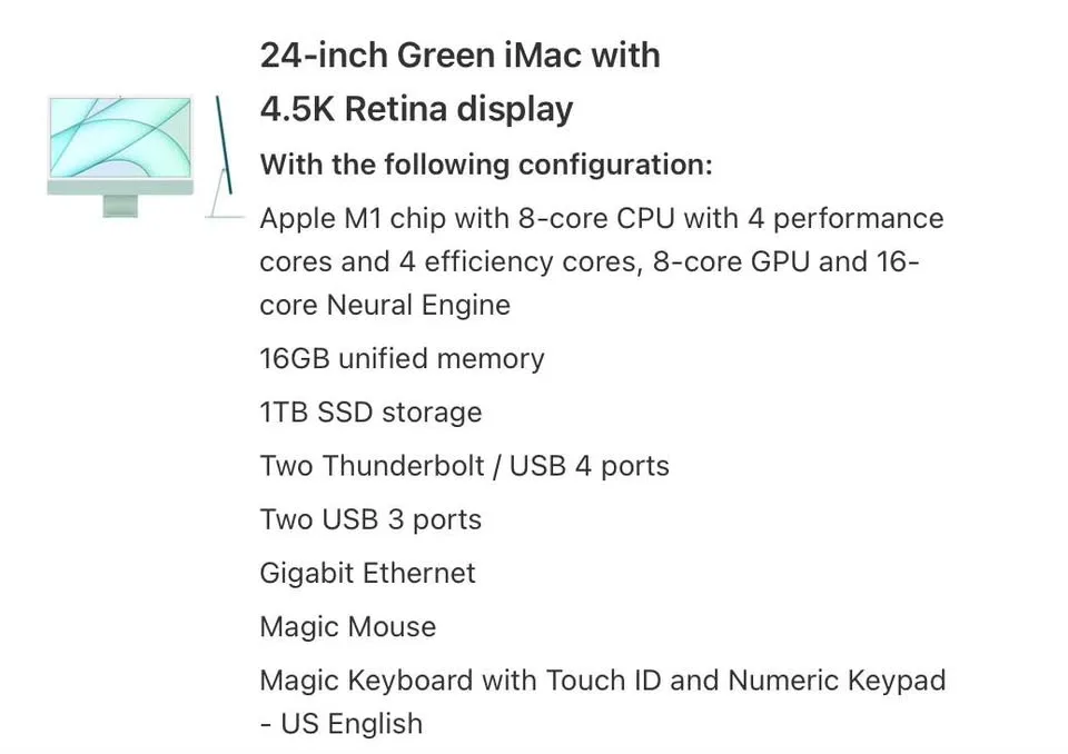 Apple iMac 24-inch (M1, 16 GB RAM / 1 TB SSD) – Green image indicator(5)