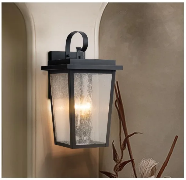 Large outdoor wall sconce (BLACK) porch light image indicator(6)
