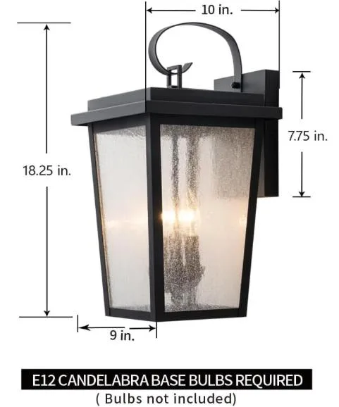 Large outdoor wall sconce (BLACK) porch light image indicator(7)