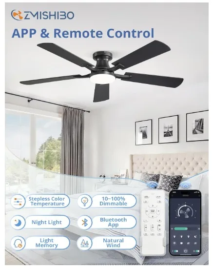 Ceiling fan with lights 52" 5 blades (BLACK) image indicator(3)