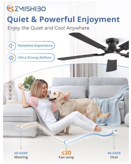 Ceiling fan with lights 52" 5 blades (BLACK) - photo 5