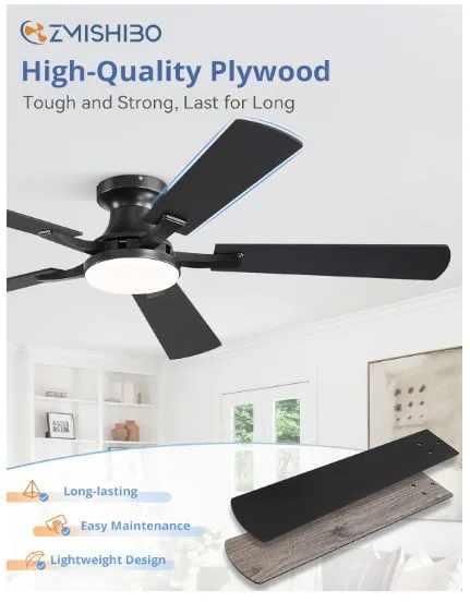 Ceiling fan with lights 52" 5 blades (BLACK) image indicator(6)