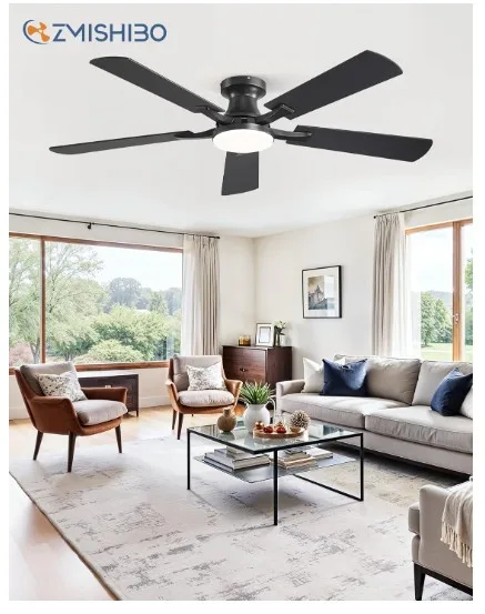 Ceiling fan with lights 52" 5 blades (BLACK) image indicator(9)