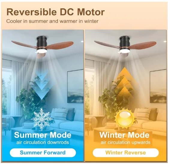 Ceiling fan with lights 42" 3 blades (WALNUT) image indicator(5)