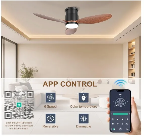 Ceiling fan with lights 42" 3 blades (WALNUT) image indicator(8)