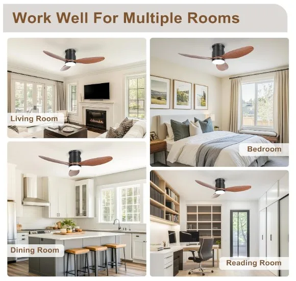 Ceiling fan with lights 42" 3 blades (WALNUT) image indicator(10)