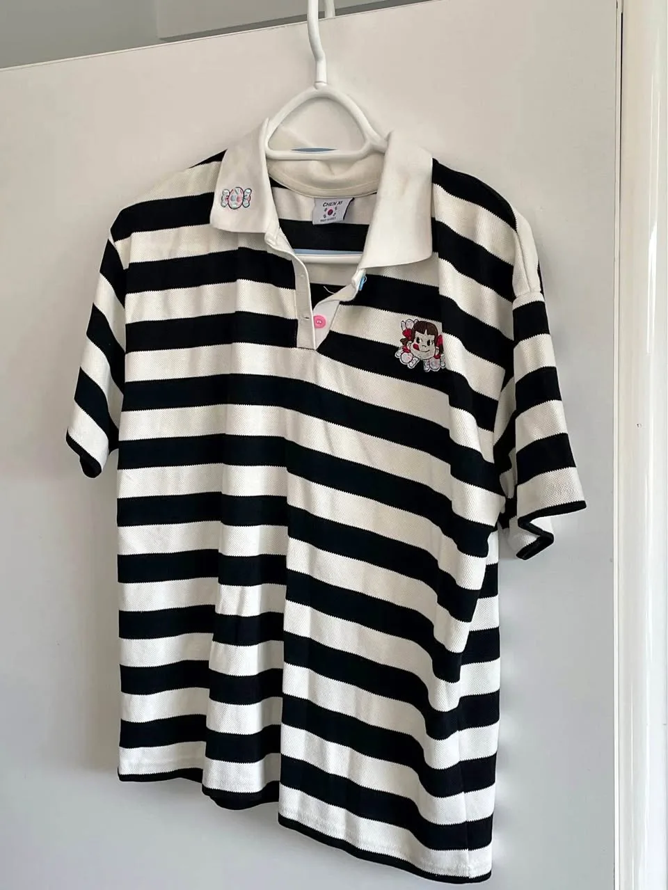 Striped Polo with cute graphic print made in Korea thumbnail