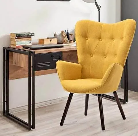Upholstered Yellow Armchair Elegant, Cozy Accent Chair thumbnail