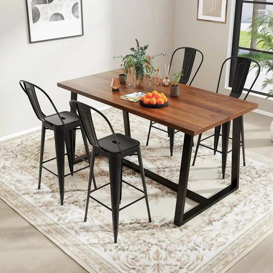 Metal Bar Stools Set of 4, 30" High Back Chairs #2409 image indicator(3)