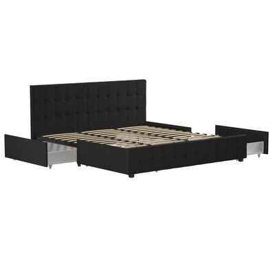 DHP King Black Wood Tufted Bed with Storage Headboard - photo 2