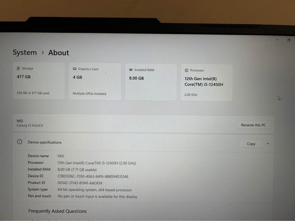 MSI Cyborg 15 RTX 2050 16 GB RAM Gaming Laptop - photo 2