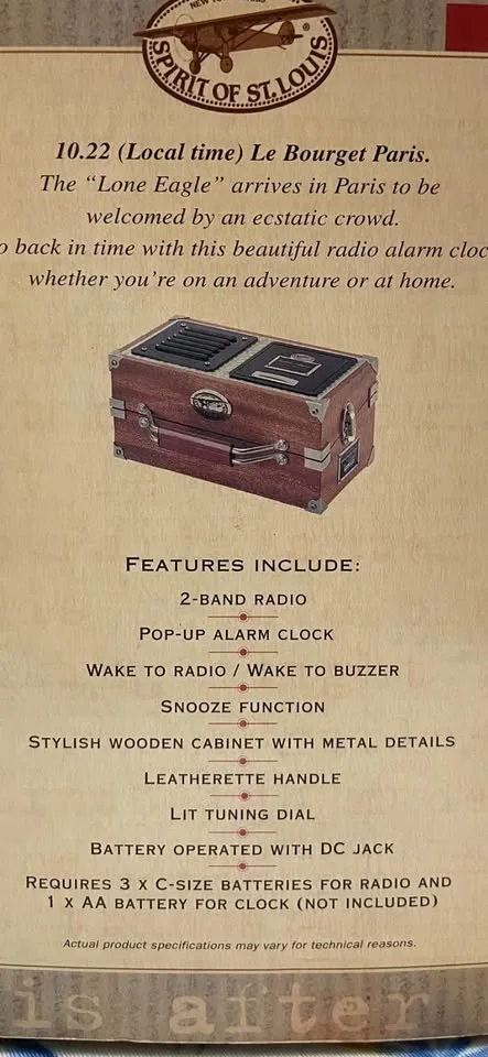 Vintage Spirit of St. Louis Radio Alarm Clock *New! image indicator(8)