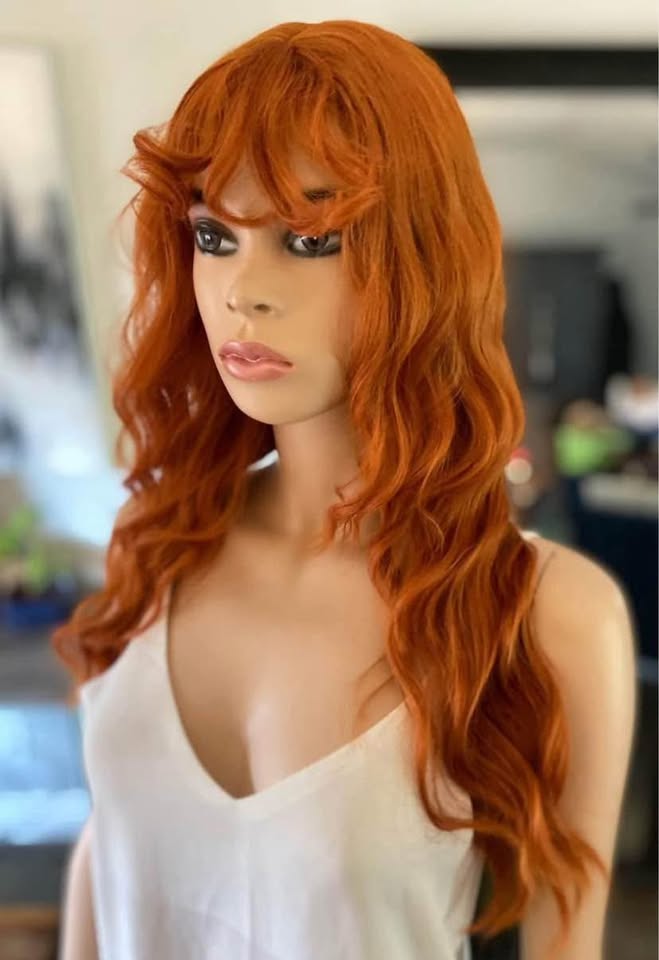 NWOT Long Layered Copper Ginger Orange Wig w Bangs 2147 - photo 2
