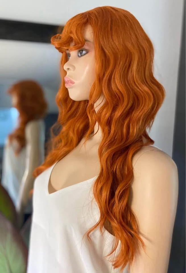 NWOT Long Layered Copper Ginger Orange Wig w Bangs 2147 - photo 5