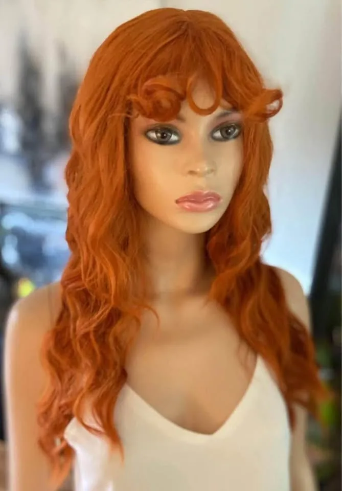 Long Layered Copper Ginger Orange Wig with Bangs image indicator(6)