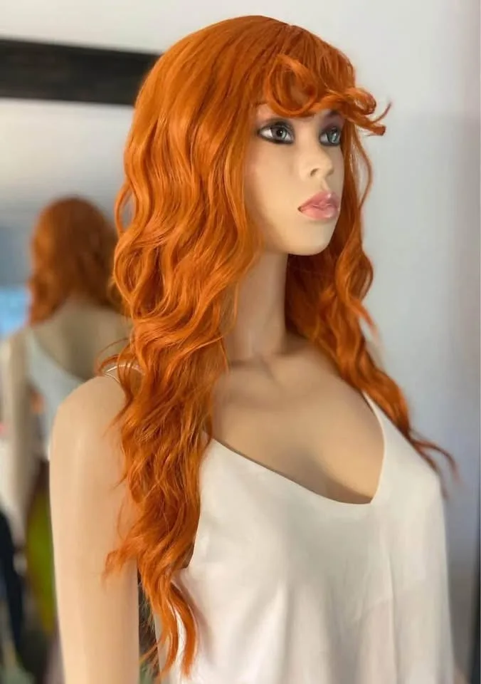 Long Layered Copper Ginger Orange Wig with Bangs image indicator(7)