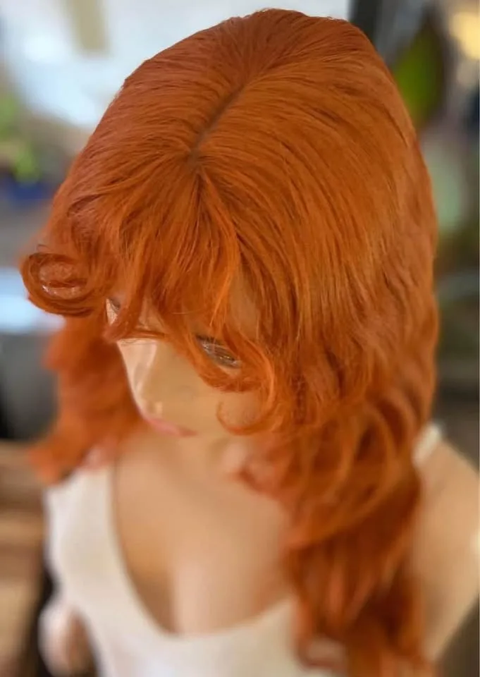 Long Layered Copper Ginger Orange Wig with Bangs image indicator(8)