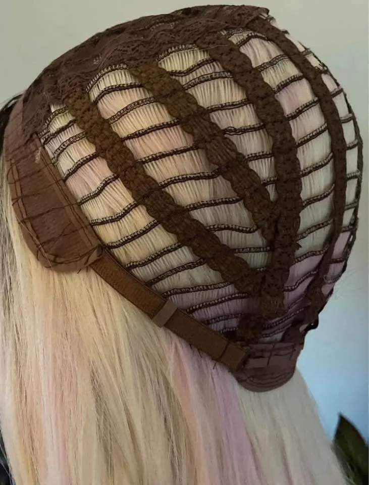 Long Wavy Blonde Pink Ombré Synthetic Wig image indicator(9)